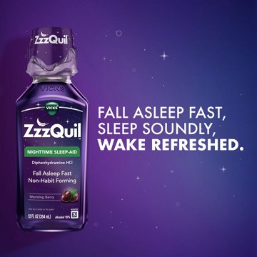 Vicks ZzzQuil Liquid Nighttime Sleep Aid, 2 Pack, Warming Berry Flavor