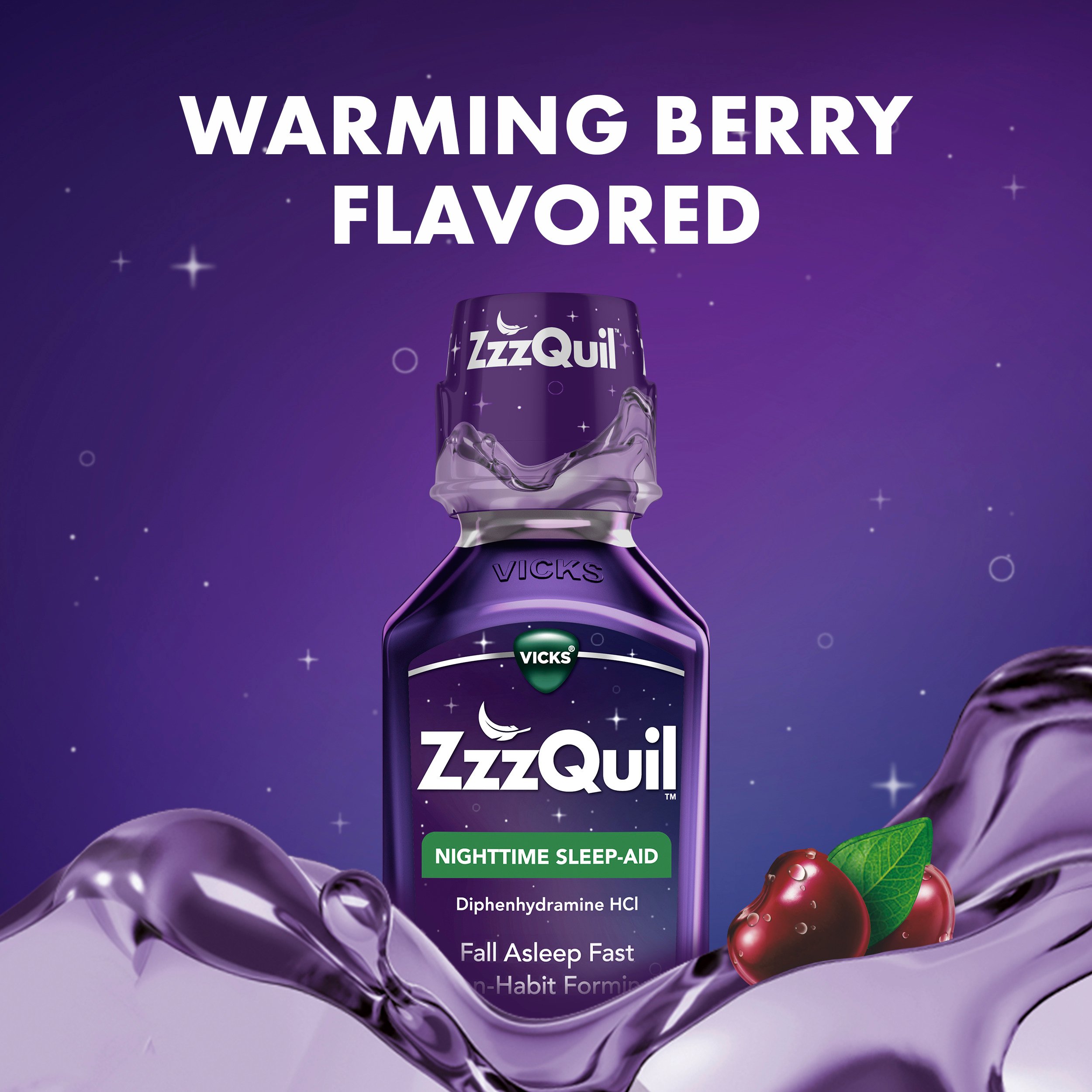 Vicks ZzzQuil Liquid Nighttime Sleep Aid, 2 Pack, Warming Berry