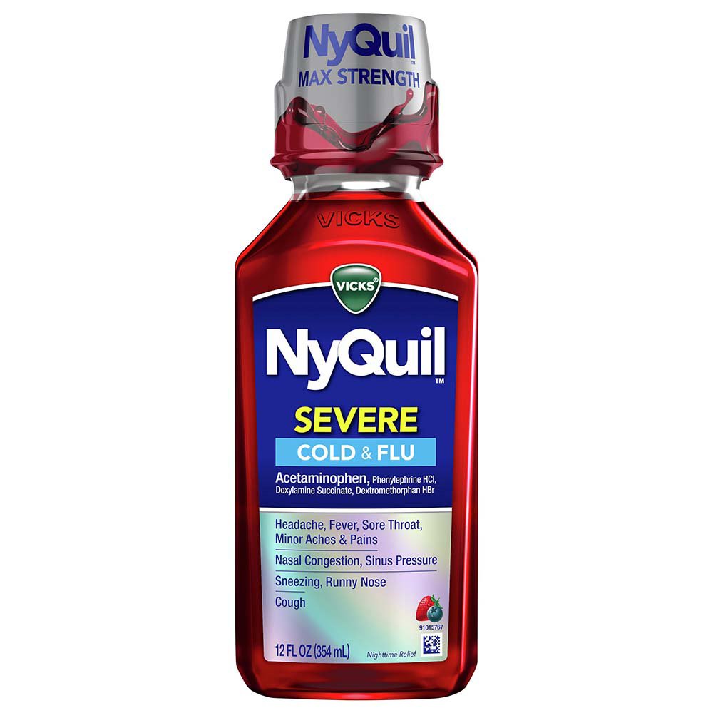 Vicks Nyquil Severe Honey Cough Cold And Flu Medicine 12 Oz Ba