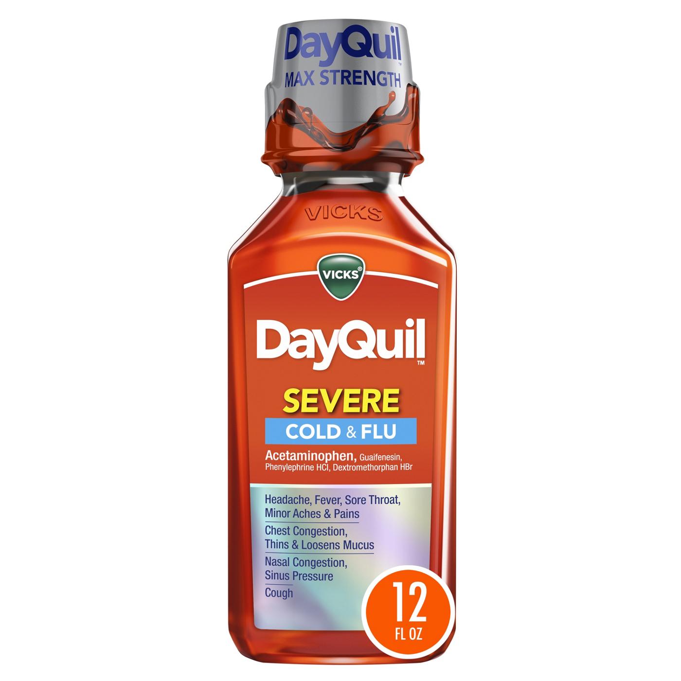 Vicks DayQuil SEVERE Cough, Cold & Flu Multi-Symptom Relief Liquid, Original Flavor; image 1 of 7