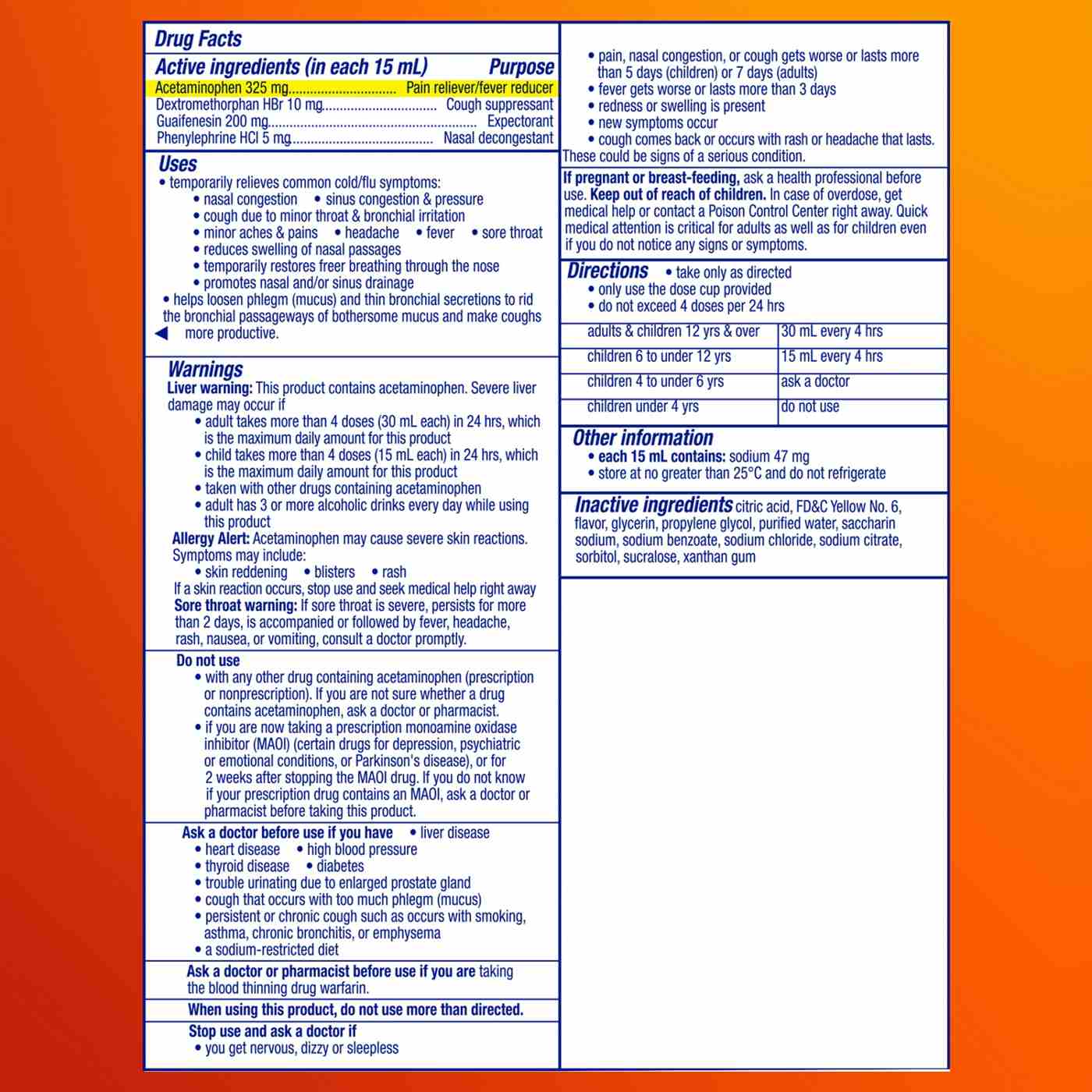 Vicks DayQuil SEVERE Cough, Cold & Flu Multi-Symptom Relief Liquid, Original Flavor; image 5 of 7