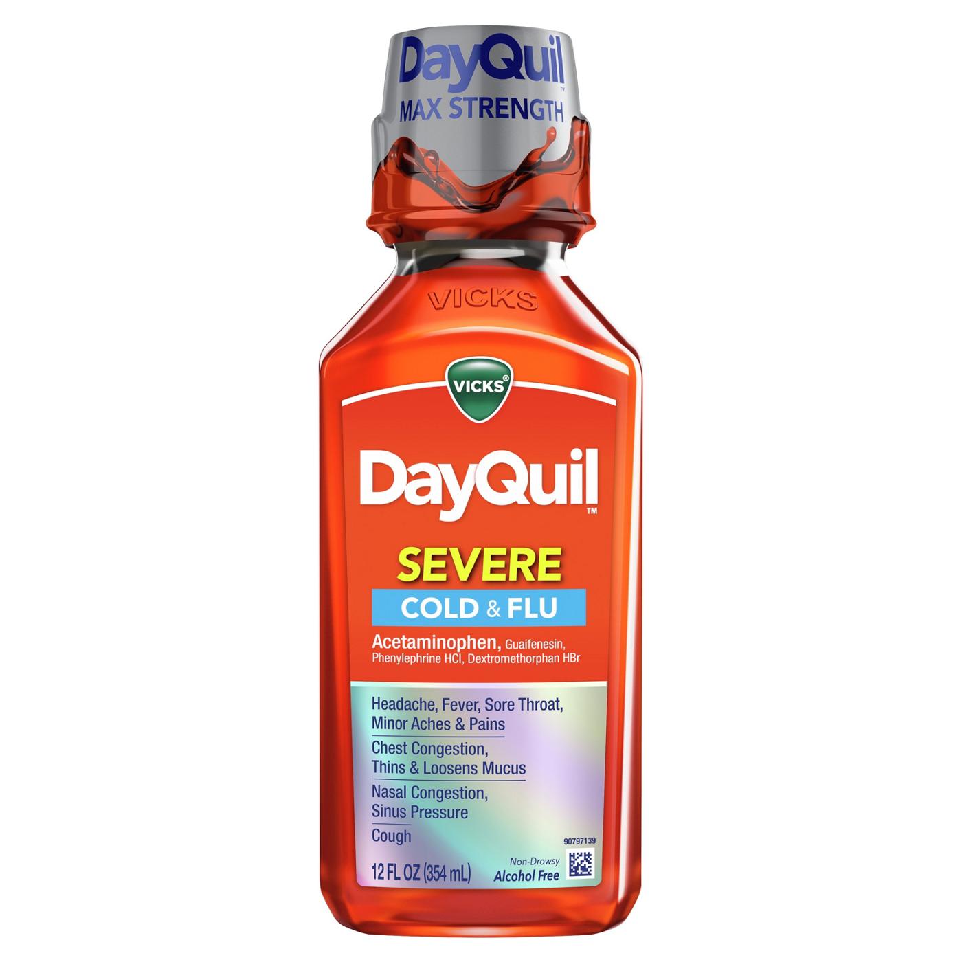 Vicks DayQuil SEVERE Cough, Cold & Flu Multi-Symptom Relief Liquid, Original Flavor; image 7 of 7
