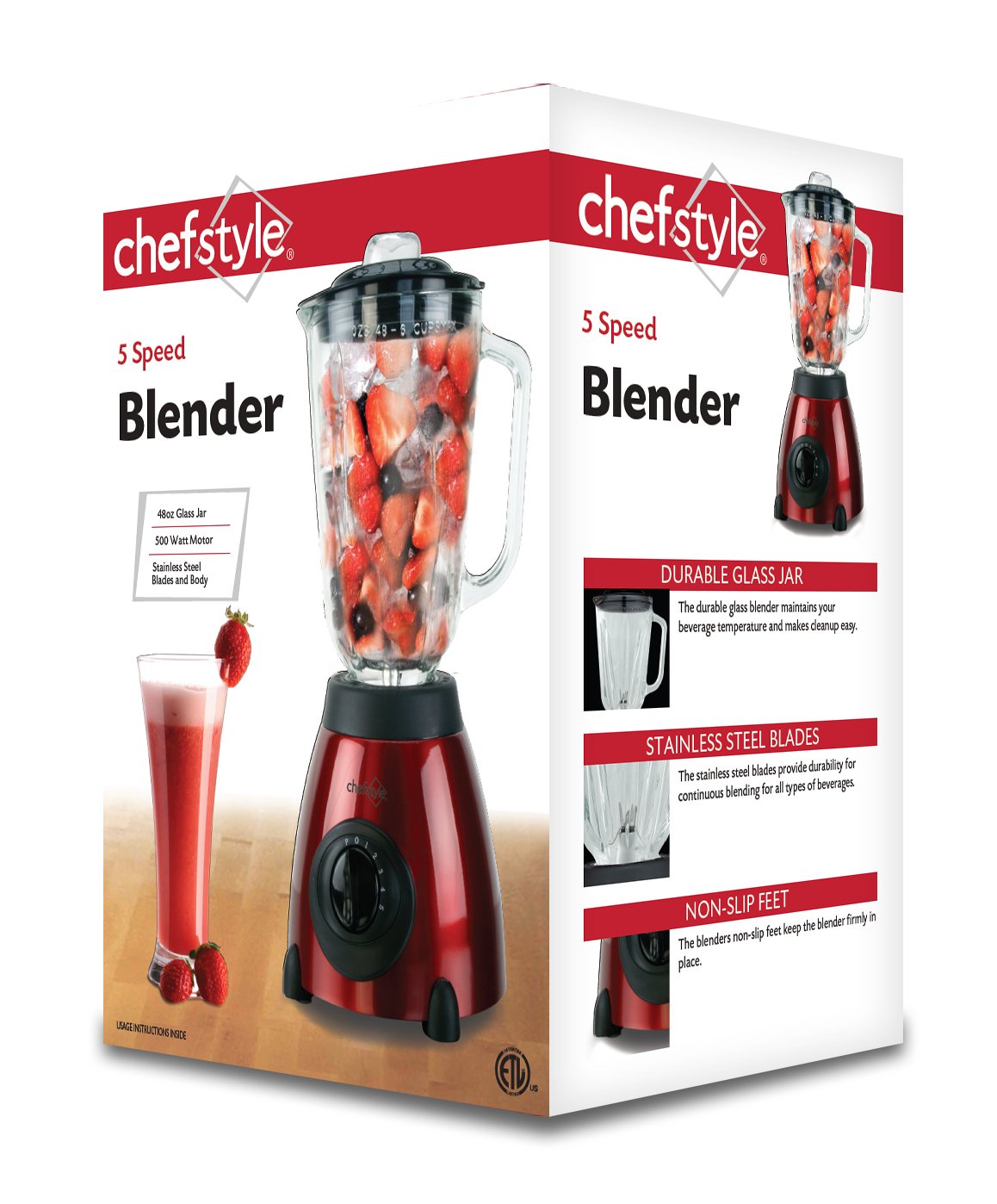 chefstyle 5 Speed Blender, Metallic Red Shop Blenders & Mixers at HEB