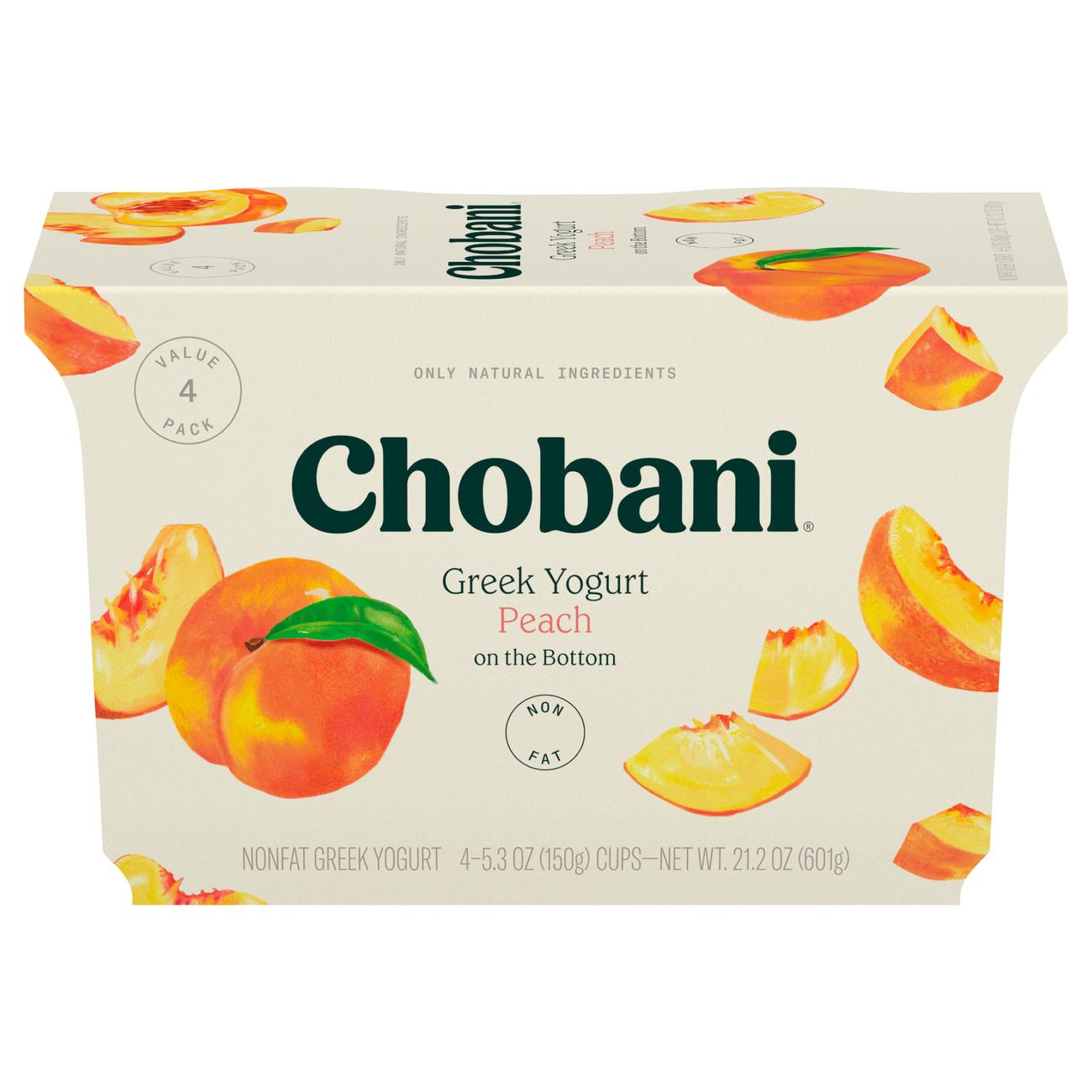 Chobani Non-Fat Peach on the Bottom Greek Yogurt; image 1 of 5