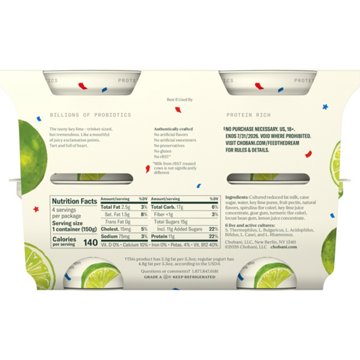 Chobani Low-Fat Key Lime Blended Greek Yogurt