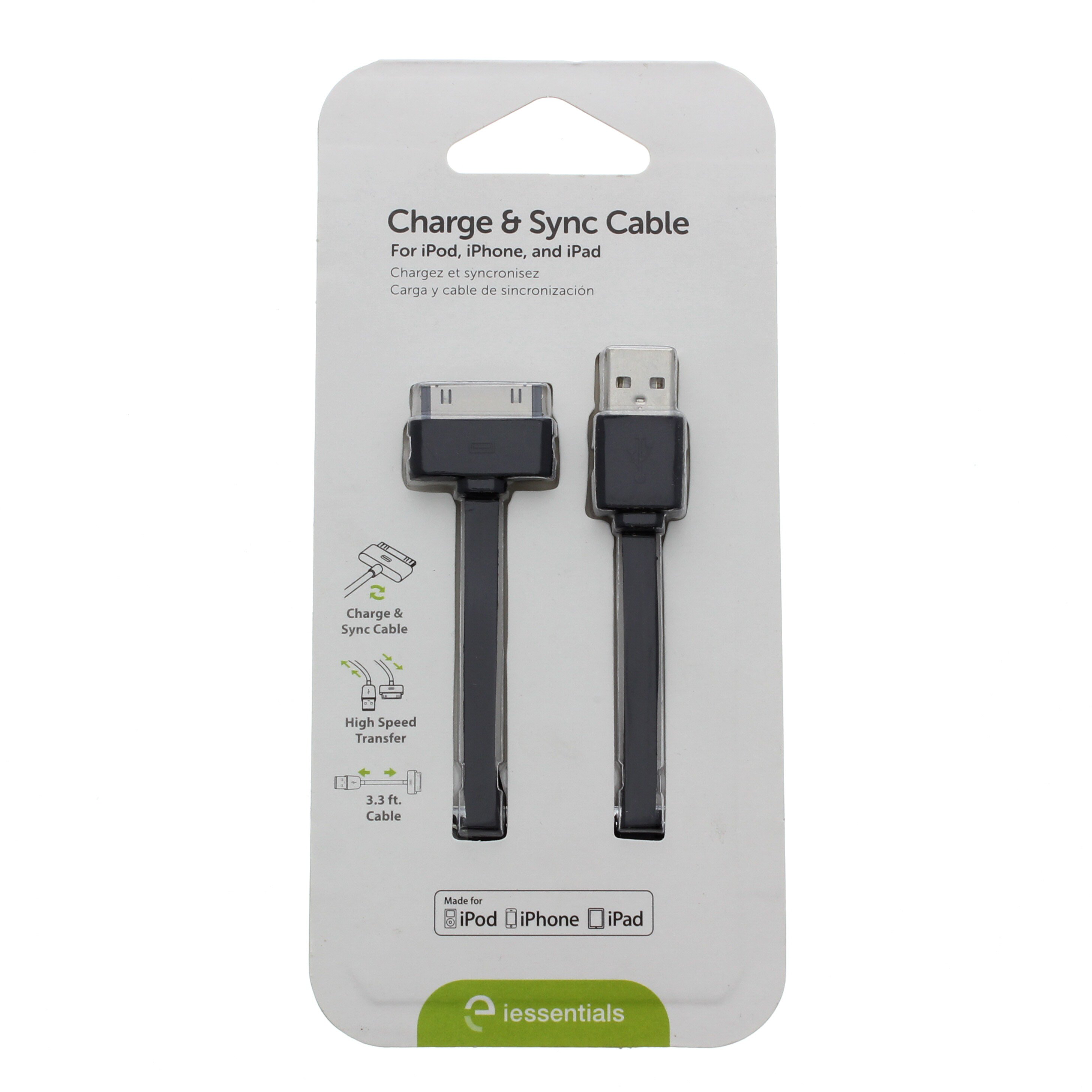 Cellular Innovations iEssentials Black 30-Pin Charger & Sync Cable ...