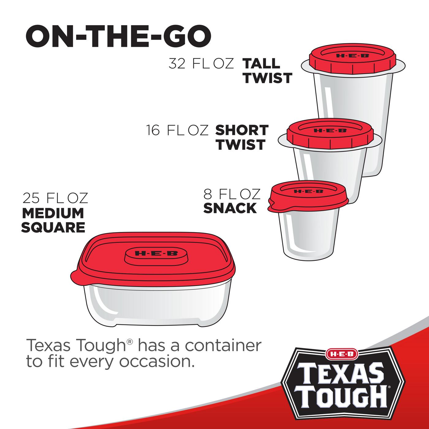 H-E-B Texas Tough EZ-Twist Food Storage Containers & Lids, 3 pk; image 4 of 6
