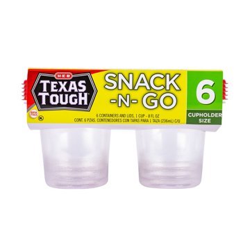 H-E-B Texas Tough Snack-N-Go Food Storage Containers & Lids, 6 pk, 8 oz
