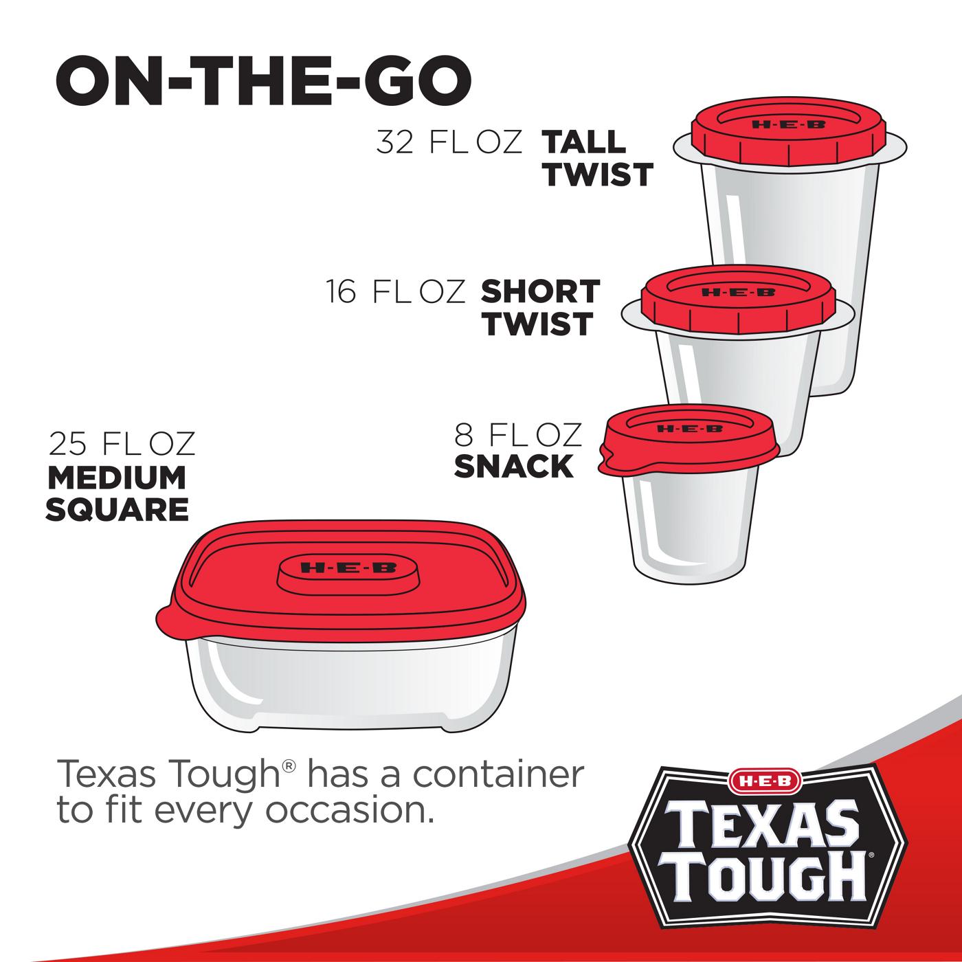 H-E-B Texas Tough Snack-N-Go Food Storage Containers & Lids, 6 pk; image 4 of 6