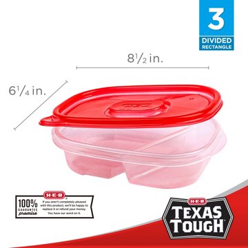 H-E-B Texas Tough The Great Divide Food Storage Containers & Lids, 24 oz