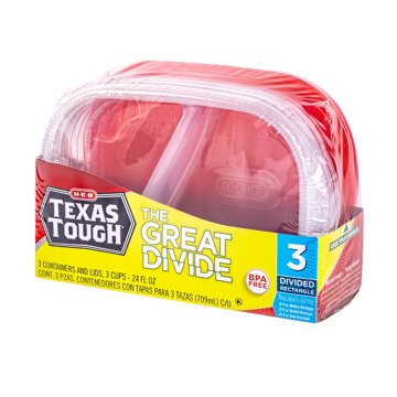H-E-B Texas Tough The Great Divide Food Storage Containers & Lids, 24 oz