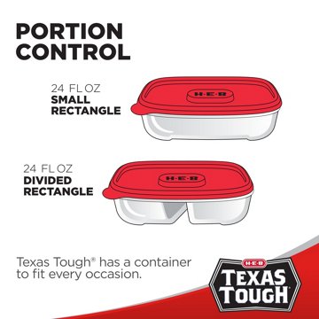 H-E-B Texas Tough The Great Divide Food Storage Containers & Lids, 24 oz