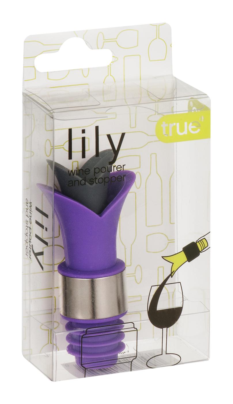 True Fabrications Silicone Lily Wine Pourer & Stopper; image 1 of 2