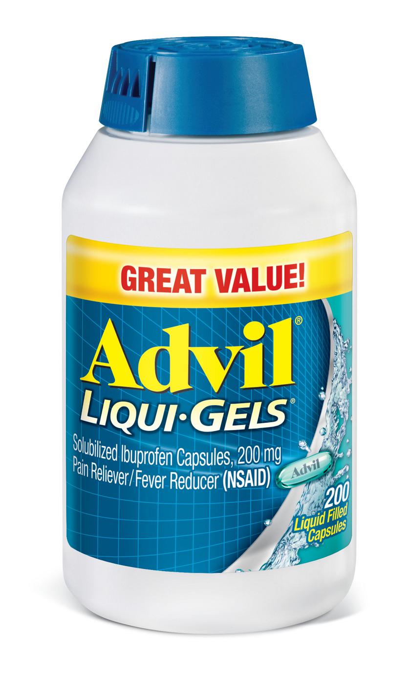 Advil Liqui-Gels Pain Reliever and Fever Reducer, Ibuprofen 200mg for Pain Relief; image 1 of 2