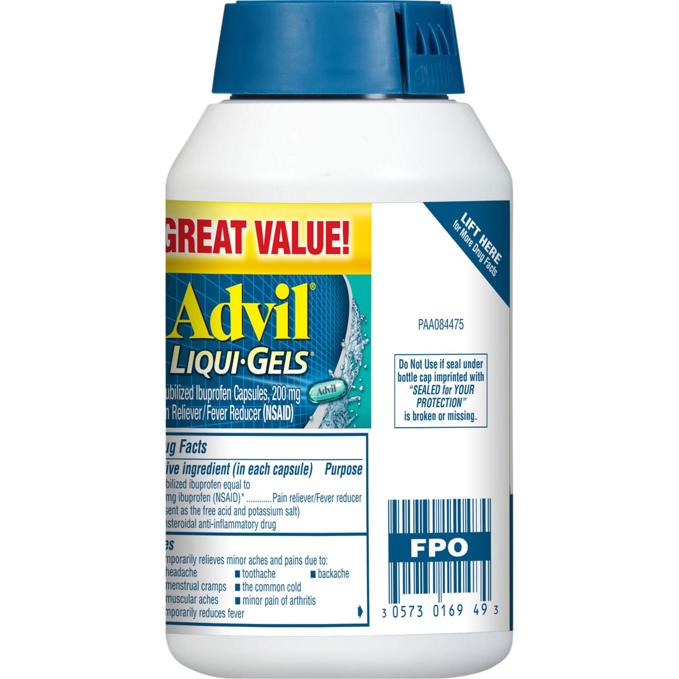 Advil Liqui-Gels Temporary Pain Relief Ibuprofen Liquid Filled Capsules; image 8 of 8