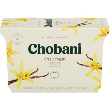 Chobani Non-Fat Vanilla Blended Greek Yogurt, 4 ct