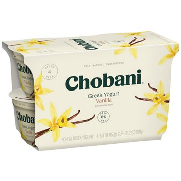 Chobani Non-Fat Vanilla Blended Greek Yogurt, 4 ct