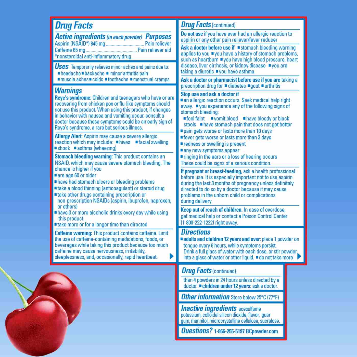 BC Pain Relief Powder - Cherry; image 3 of 5