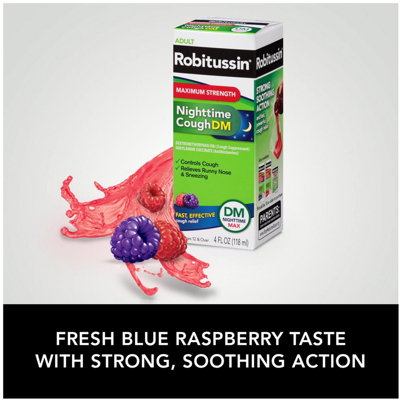 Robitussin Maximum Strength Nighttime Cough DM Liquid; image 6 of 8