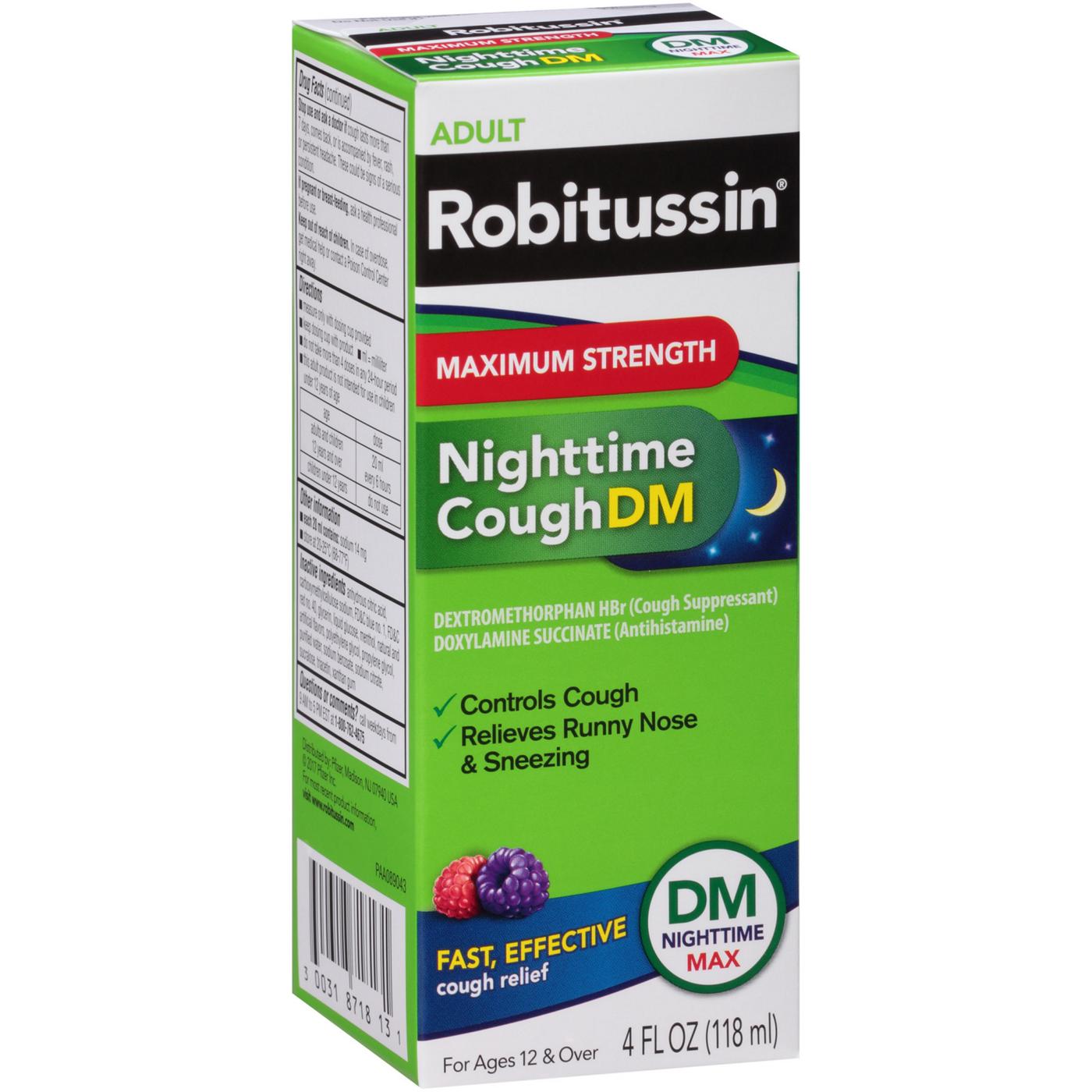 Robitussin Maximum Strength Nighttime Cough DM Liquid; image 7 of 8