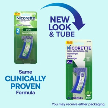 Nicorette Mini Nicotine Lozenges, 2 mg, Mint, 20 ct