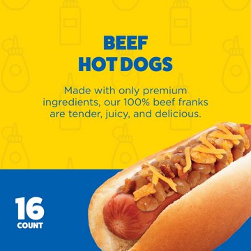 Ball Park Bun Size Uncured Angus Beef Hot Dogs, 30 oz
