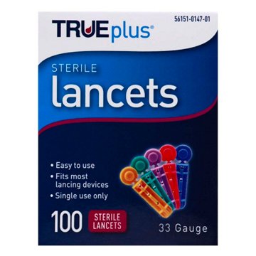 TRUEplus Sterile Lancets - 33 Gauge, 100 ct