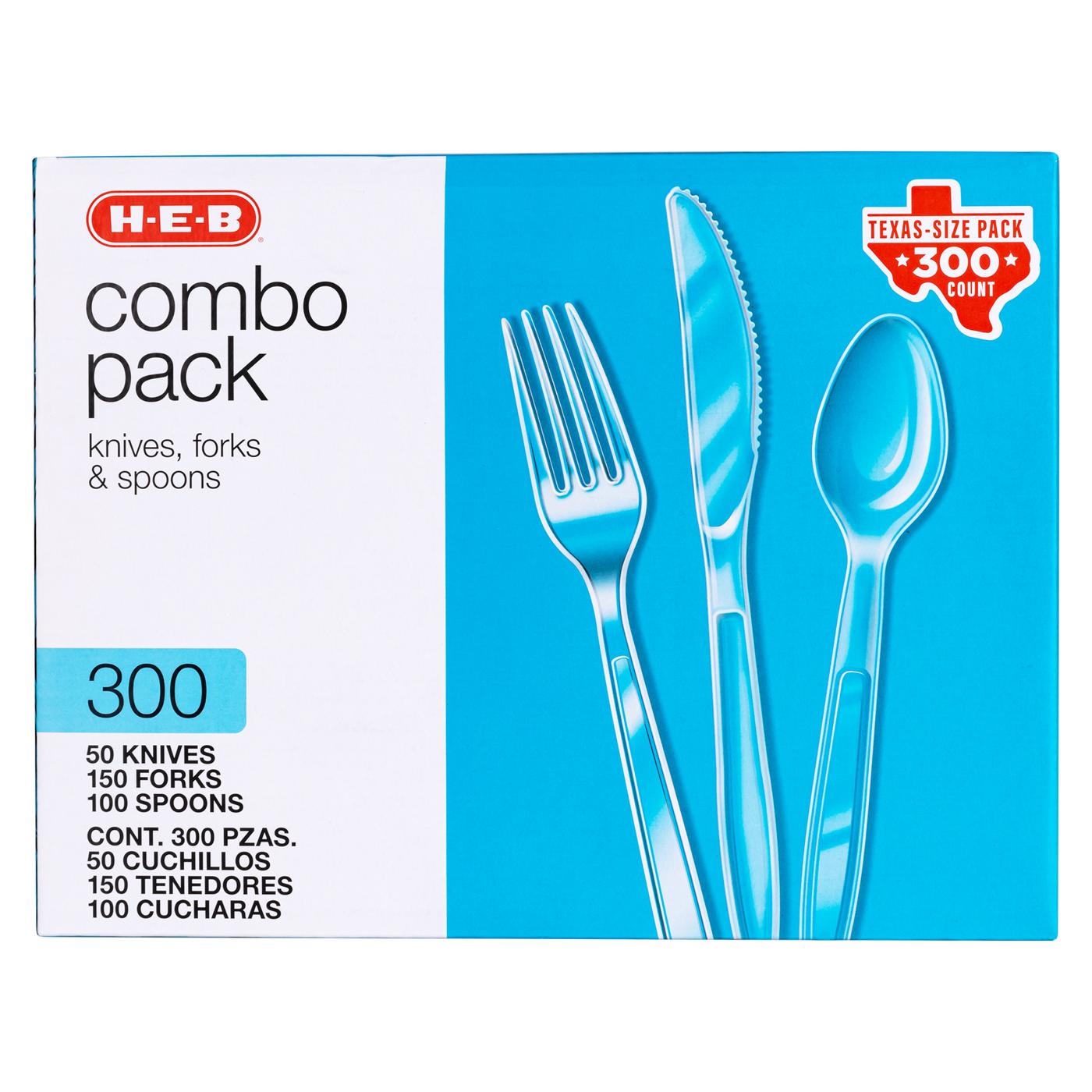 H-E-B Plastic Knives, Forks & Spoons Combo Pack - Clear; image 1 of 5