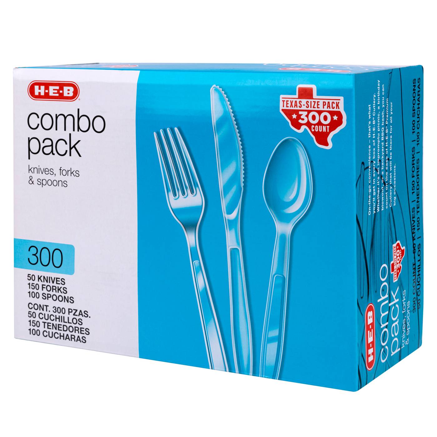 H-E-B Clear Plastic Knives, Forks & Spoons Combo - Texas-Size Pack; image 2 of 5