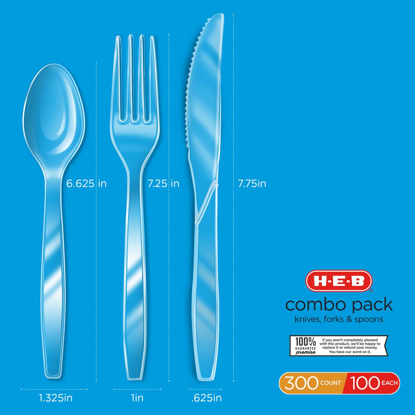 H-E-B Clear Plastic Knives, Forks & Spoons Combo - Texas-Size Pack; image 4 of 5