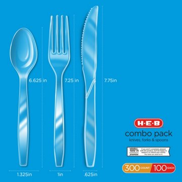 H-E-B Clear Plastic Knives, Forks & Spoons Combo - Texas-Size Pack, 300 ct