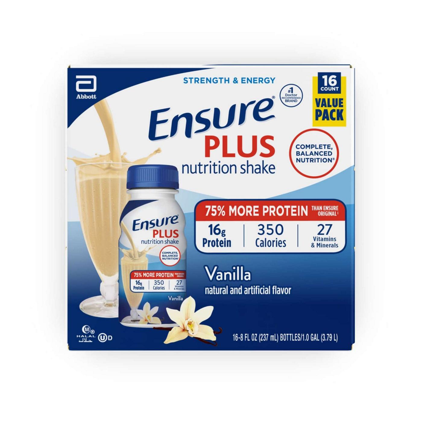 Ensure Plus Nutrition Shakes 16 pk Bottles - Vanilla; image 1 of 9