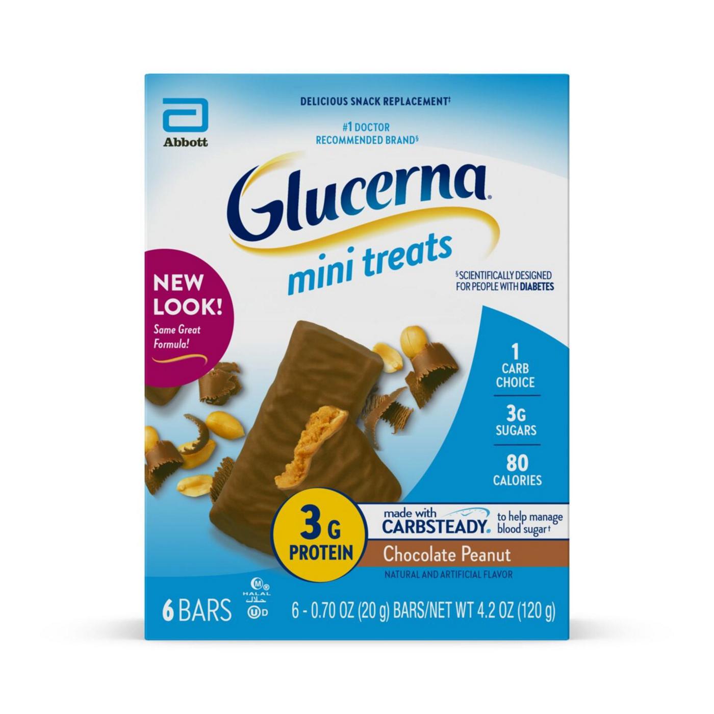 Glucerna Mini Treats, Diabetic Snack Replacement to Support Blood Sugar Management, Chocolate Peanut; image 1 of 8