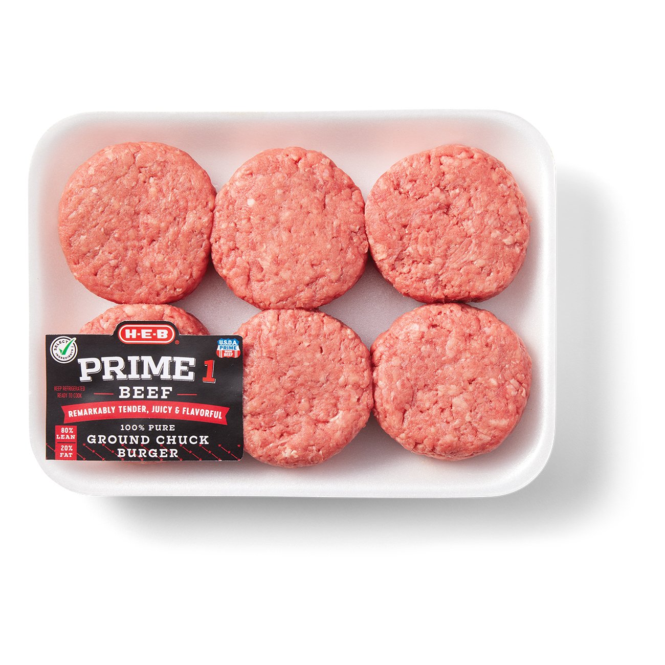 HEB Prime 1 Beef Ground Chuck Slider 80 Lean Shop Beef at HEB