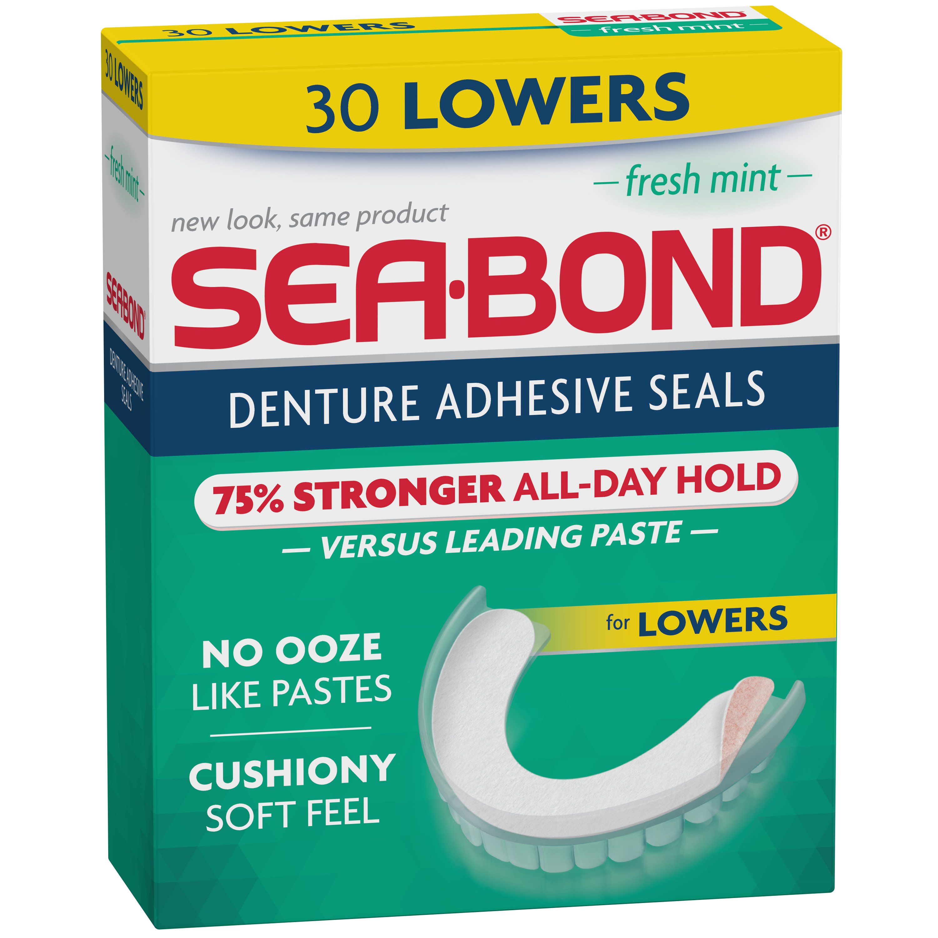 SeaBond Denture Adhesive Seals Fresh Mint Lowers Shop Denture Care at HEB