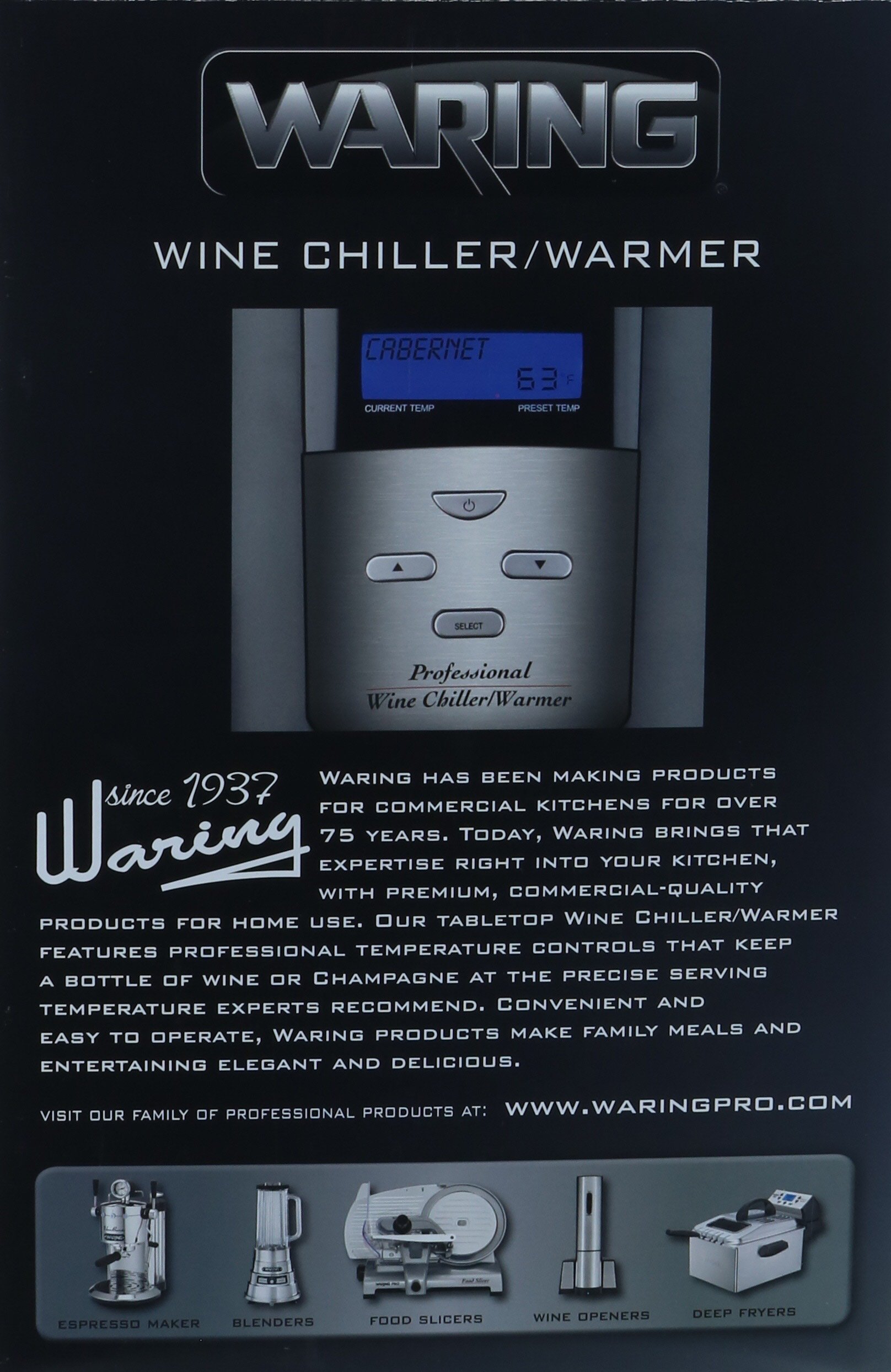  Waring Pro RPC175WS Brushed Stainless Steel Wine Chiller and  Warmer, Black: Wine Cooler Chiller: Home & Kitchen