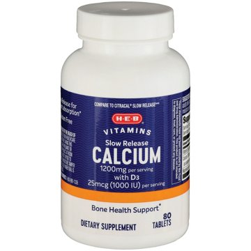 H-E-B Vitamins 1,200 mg Calcium with 1,000 IU D3 Slow Release Tablets, 80 ct