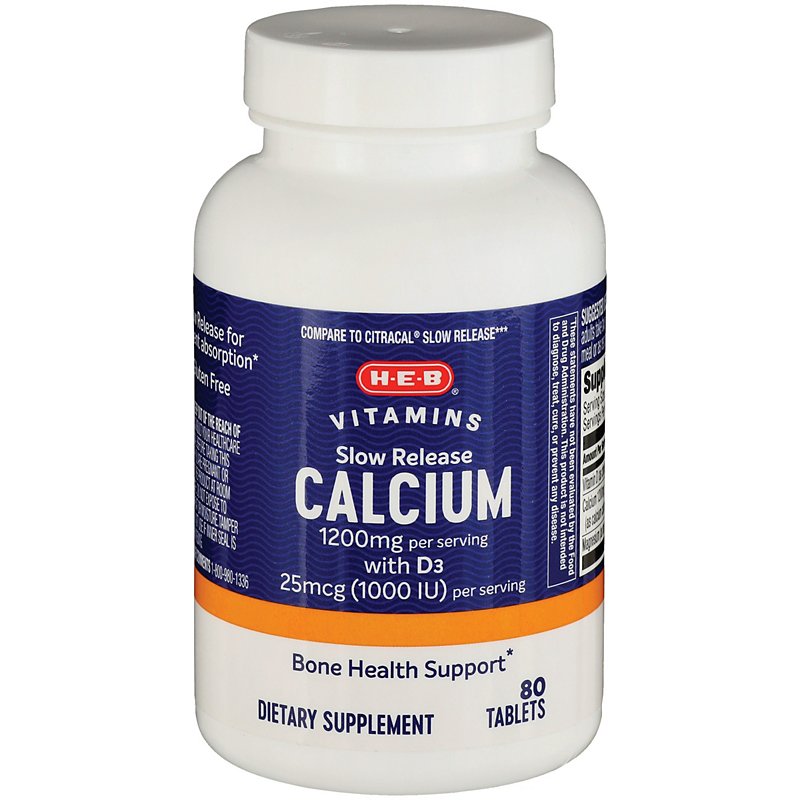 H-E-B Calcium Slow + Vitamin D3 & Magnesium - Shop Vitamins & Supplements at H-E-B