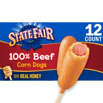 State Fair Frozen Fully Cooked Beef Corn Dogs with Honey Sweetened Batter, 12 ct