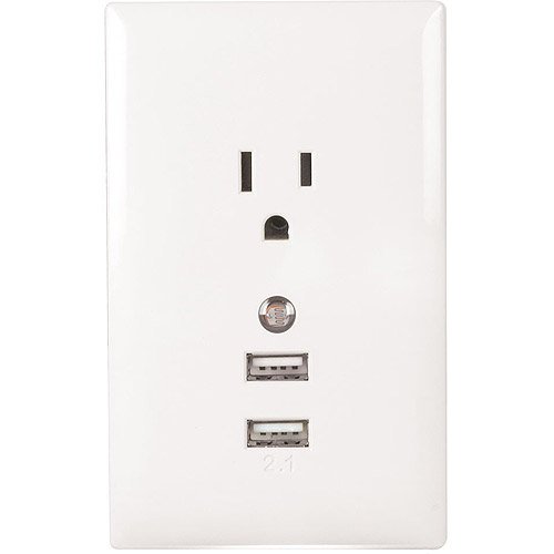 RCA White Power Outlet Wall Plate with 2 USB Ports Shop Electronics at HEB