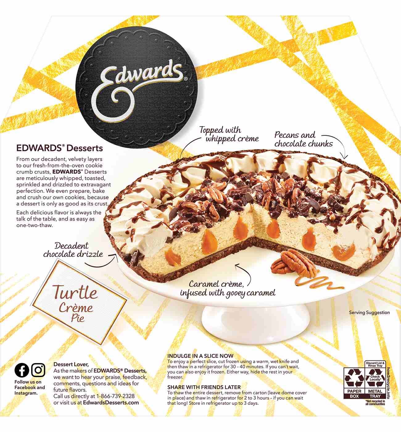 Edwards Premium Desserts Frozen Whole Turtle Creme Pie; image 6 of 10