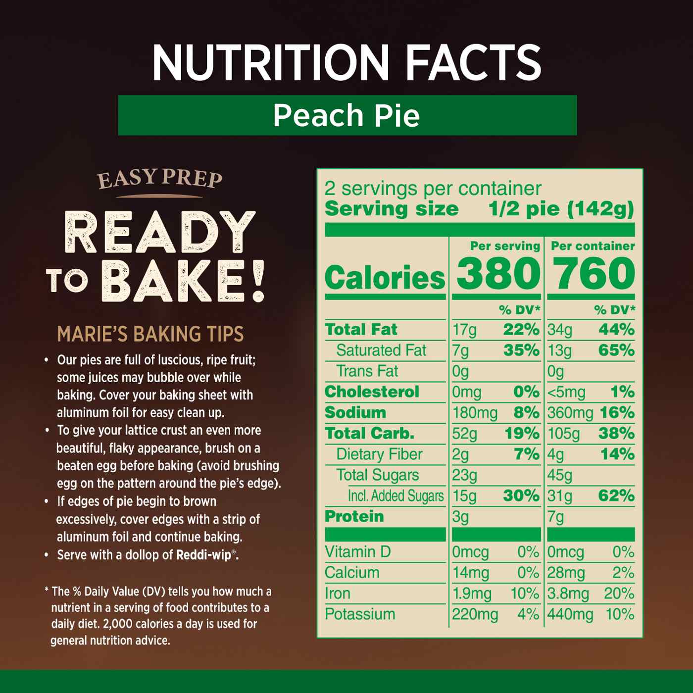 Marie Callender's Peach Pie Frozen Dessert; image 2 of 3