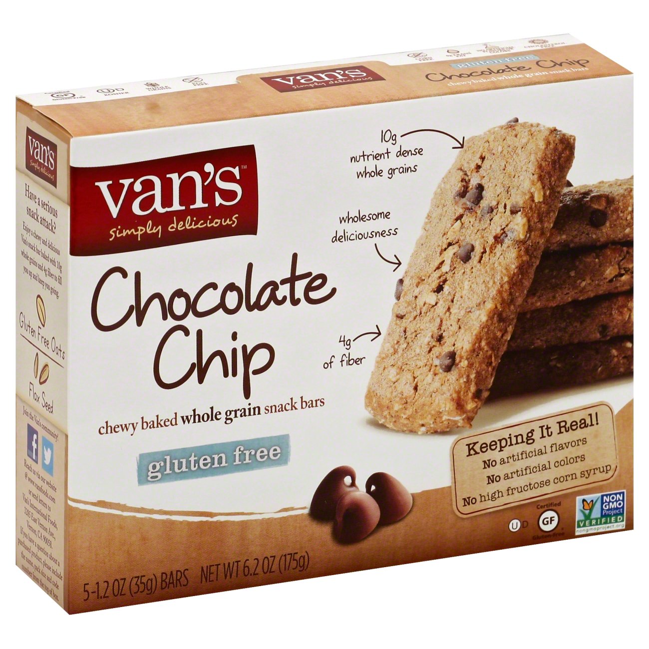 Van's Chocolate Chip Chewy Baked Whole Grain Snack Bars Shop Granola & Snack Bars at HEB