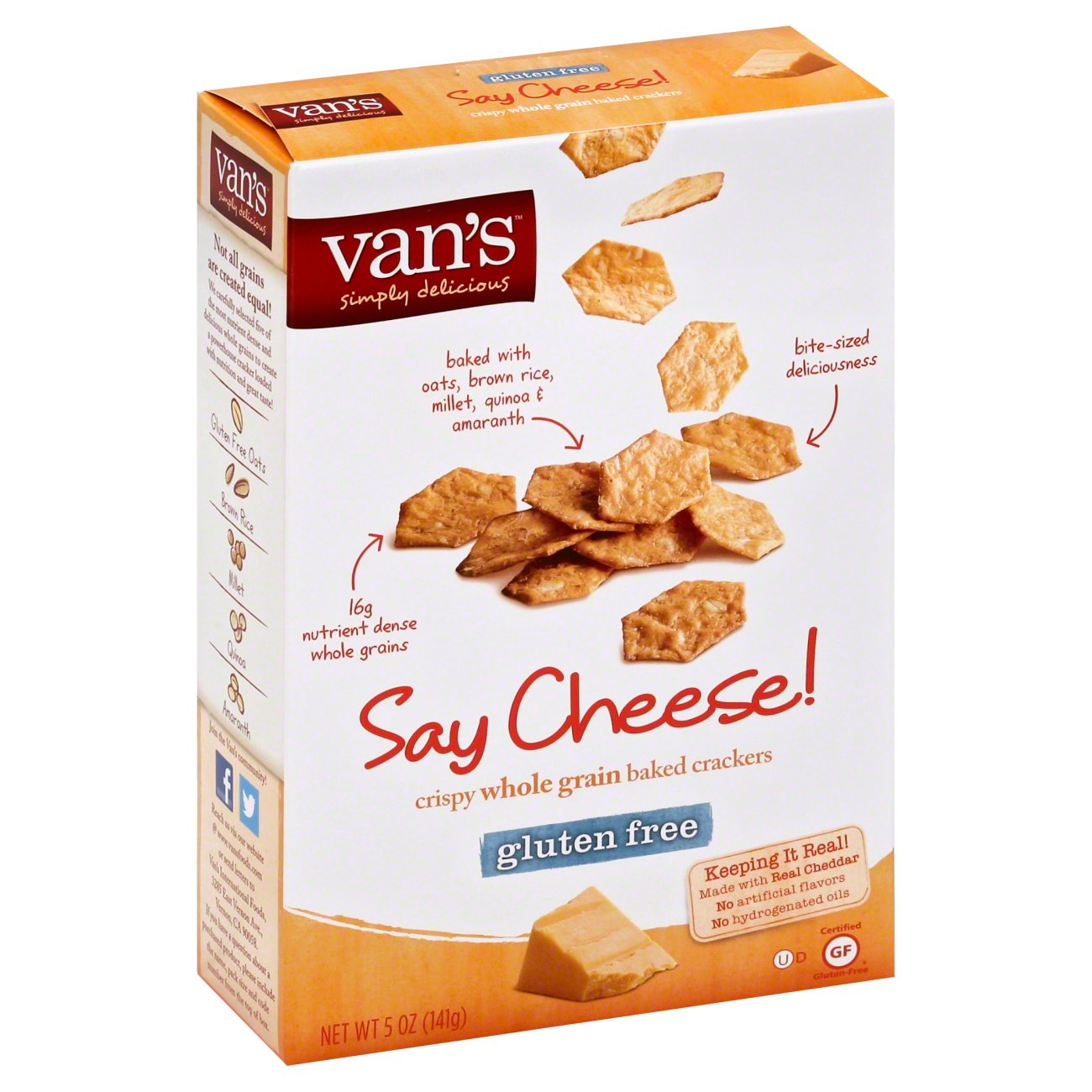 Van's Say Cheese! Crispy Whole Grain Baked Crackers Shop Crackers