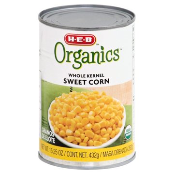 H-E-B Organics Whole Kernel Sweet Corn, 15.25 oz