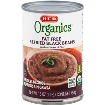 H-E-B Organics Fat Free Refried Black Beans, 16 oz