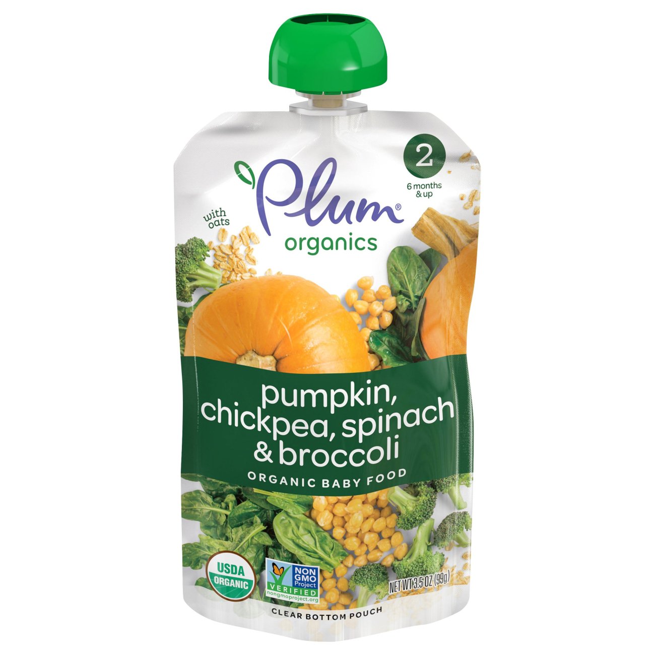 Plum Organics Baby Food Pouch Pumpkin Chickpea Spinach & Broccoli
