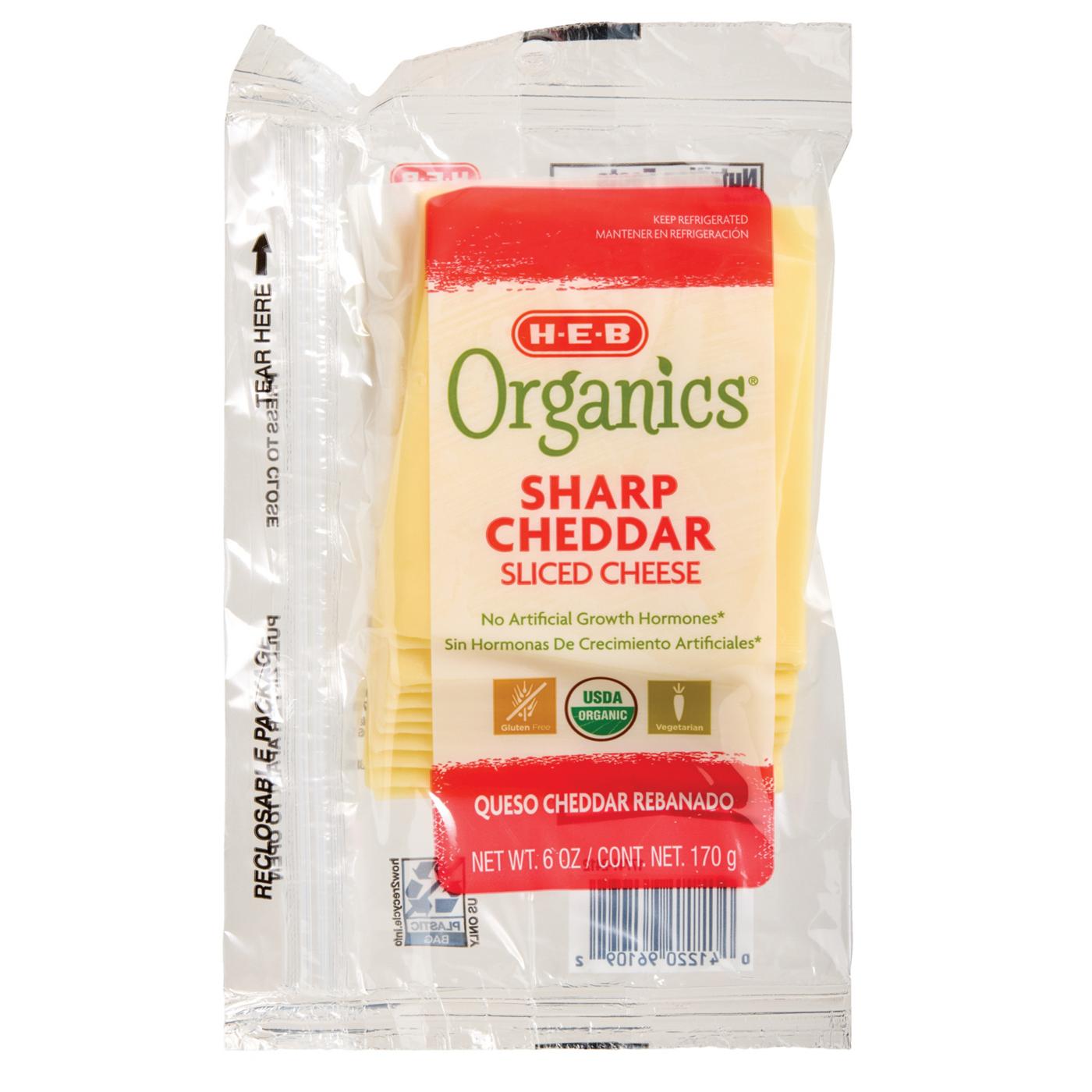 H-E-B Organics Sharp Cheddar Sliced Cheese; image 1 of 2