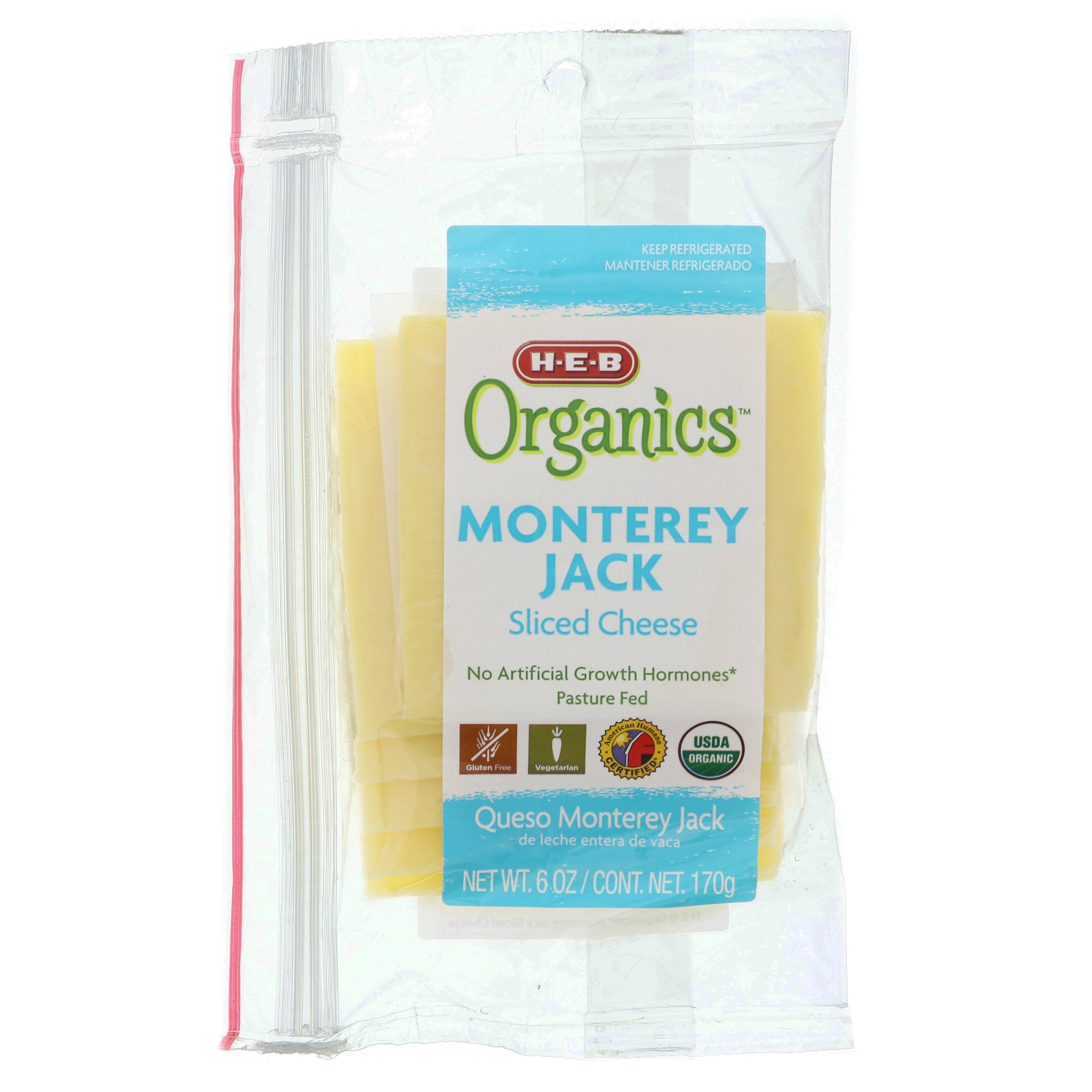 H-E-B Organics Monterey Jack Cheese, Slices - Shop Cheese At H-E-B