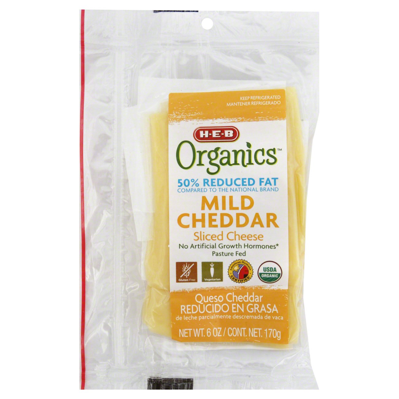 H-E-B Organics Reduced Fat Mild Cheddar Cheese, Slices - Shop Cheese At ...